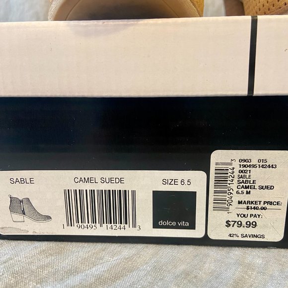 Dolce Vita Sable Camel Suede Ankle Boot Size 6.5 - Picture 3 of 9